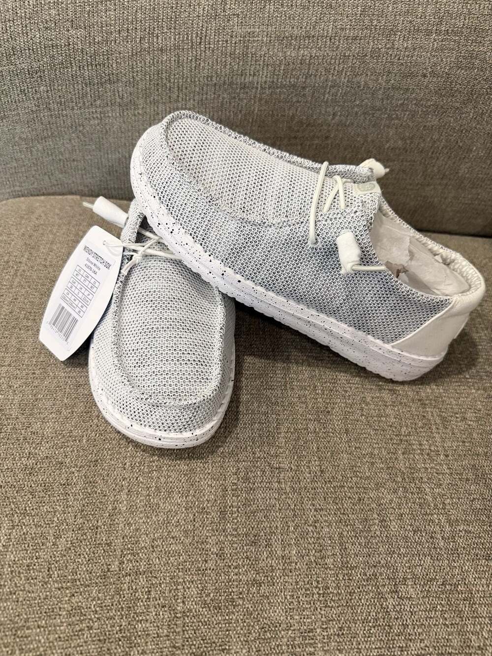 Hey Dude Women's Wendy Stretch Sox Stone White Slip-On Shoes size 7w